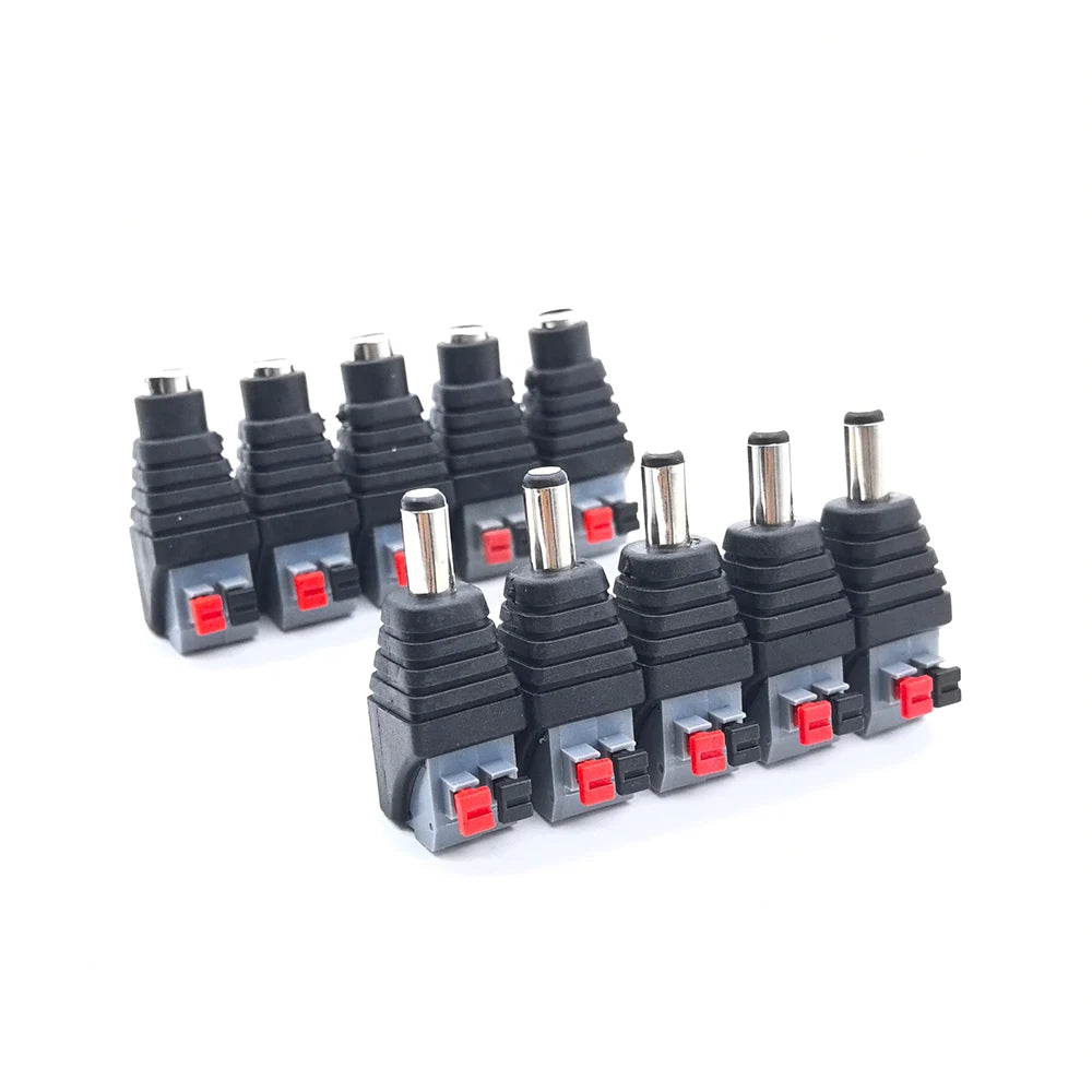 Male Female Socket Barrel Adapter 12V DC Power Connector Plug Jack for CCTV Camera LED Strip Supply Terminal 2.1mm x 5.5mm