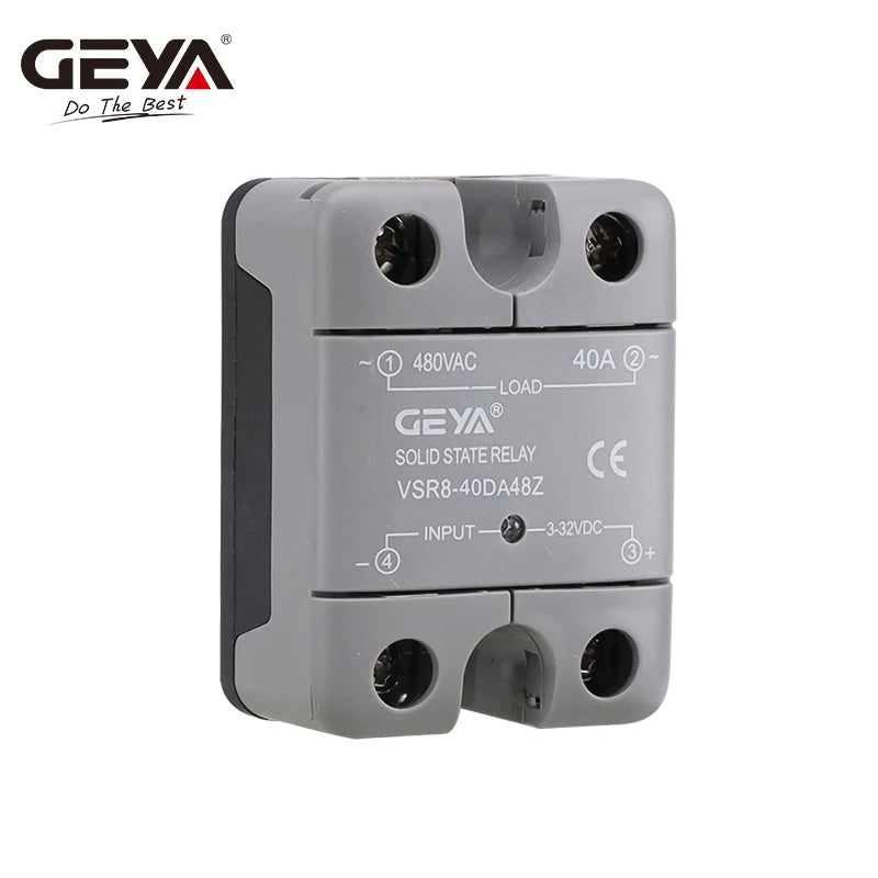 GEYA Single Phase Solid State Relay (SSR) | Zero Crossing Type, DC Control, AC Output | 10DA/25DA/40DA/60DA/80DA 24-480V