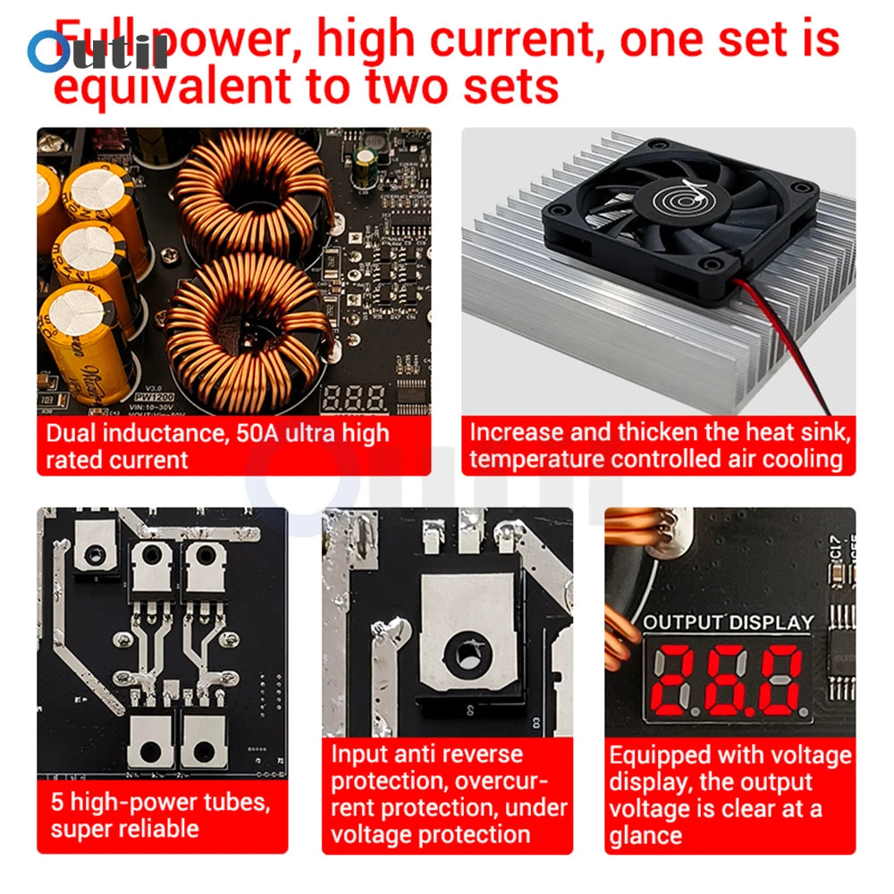 1200W 50A High Current Boost Power Module Dual Inductor Sufficient Power Audio Amplifier Dedicated Power Supply PW1200