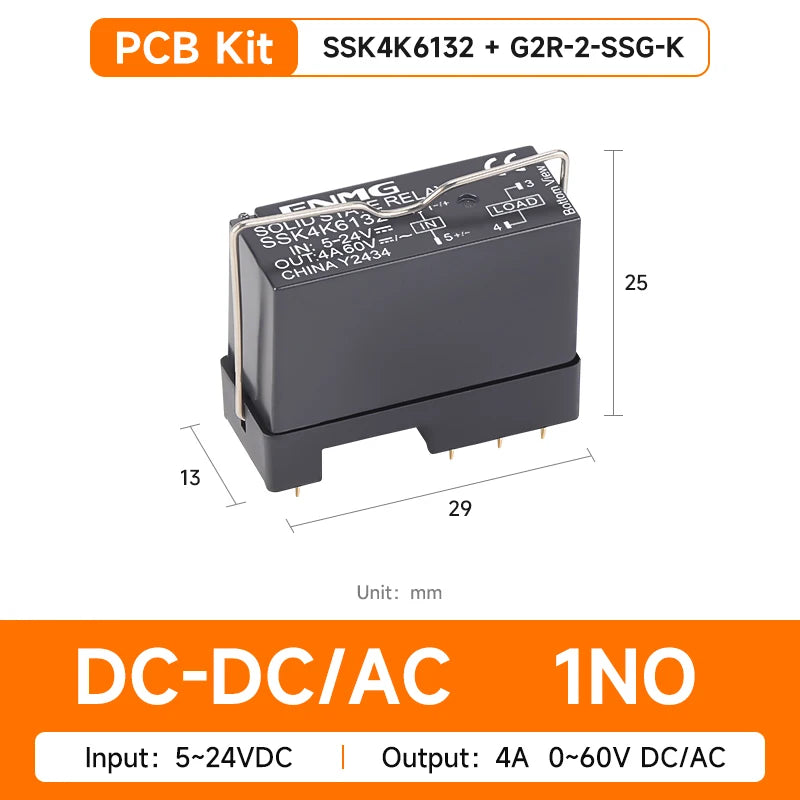 ENMG PCB Mount Solid State Relay, SSK10D6132 Miniature Pin-Type DC Control DC/AC 24V Printed Circuit Board Mount Plug-in Type.