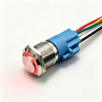 12/16/19/22mm Metal Push Button IP66 Waterproof Self Reset Latching Red LED 1NO1NC Plug Terminal 5V 12V 220V Control Switch Blue