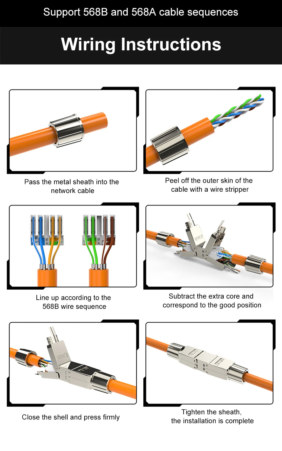 CAT6 Cat6A Cat7 Network Cable Extender Junction Adapter Connection Box RJ45 Lan Extension Connector Full Shielded Toolless Crim