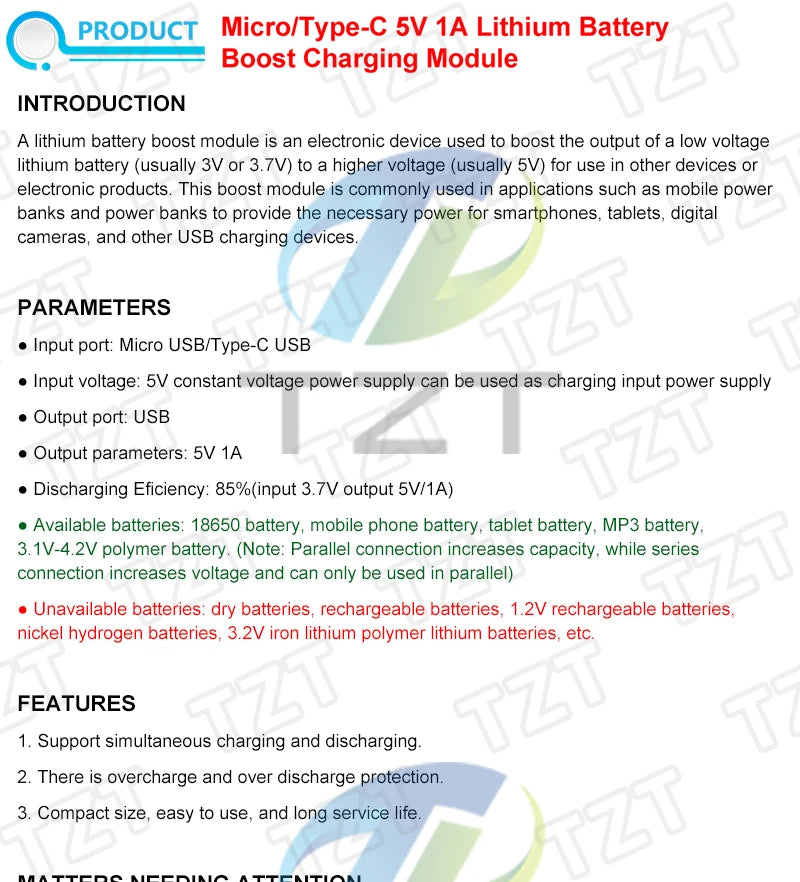 GREATZT 5V Boost Converter Step-Up Power Module Lithium Battery Charging Protection Board LED Display USB For DIY Charger 134N3P