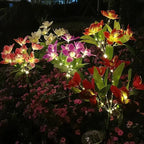 1pc Artificial Flower Lawn Lights, 7-head Solar Orchid Lights for Patio Yard Garden Christmas Decoration LED Solar Ground Lights