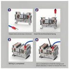 PT2.5 Din Rail Terminal Block 12AWG Push-in Spring Contact End Cover Stop Jumper Bridge Marker Strip Assembly Combined Kit
