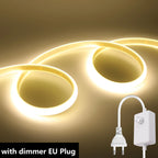Dimmable 220V COB LED Light With Dimmer EU Power Kit Neon Strip 288Leds/M Waterproof Garden Room Home Bar Lighting Flexible Lamp