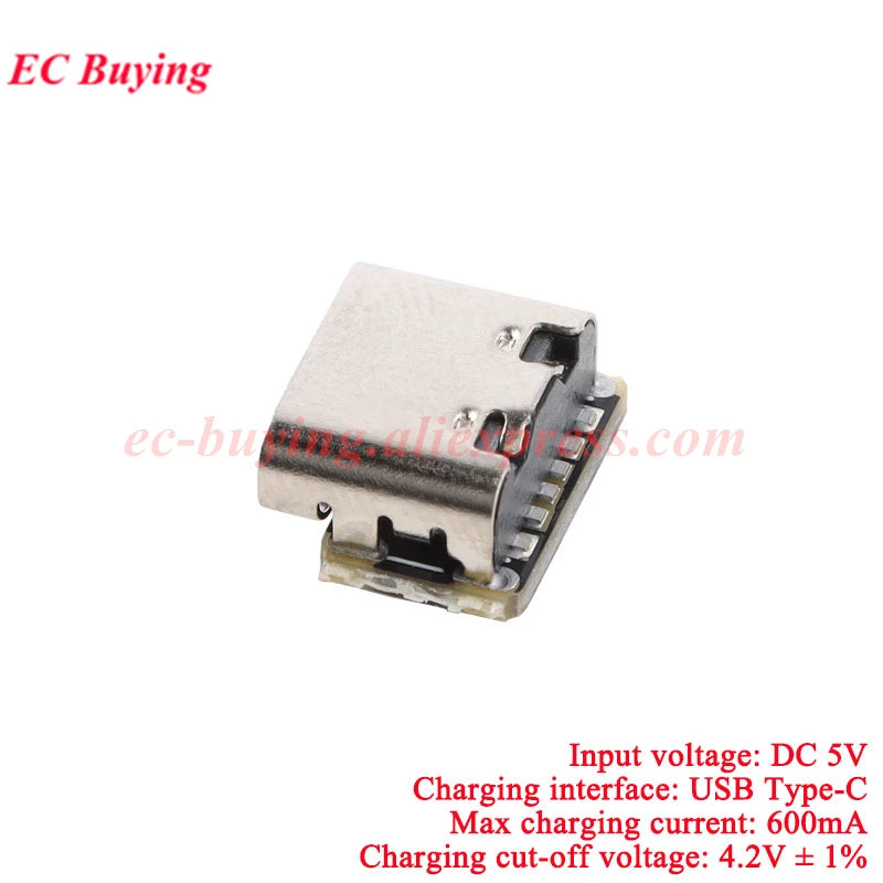 100Pcs/1pc 3.7V 4.2V Mini 18650 Lithium Battery Charger Board Type-C USB Input Module Keyboard Charging Power Protection Board