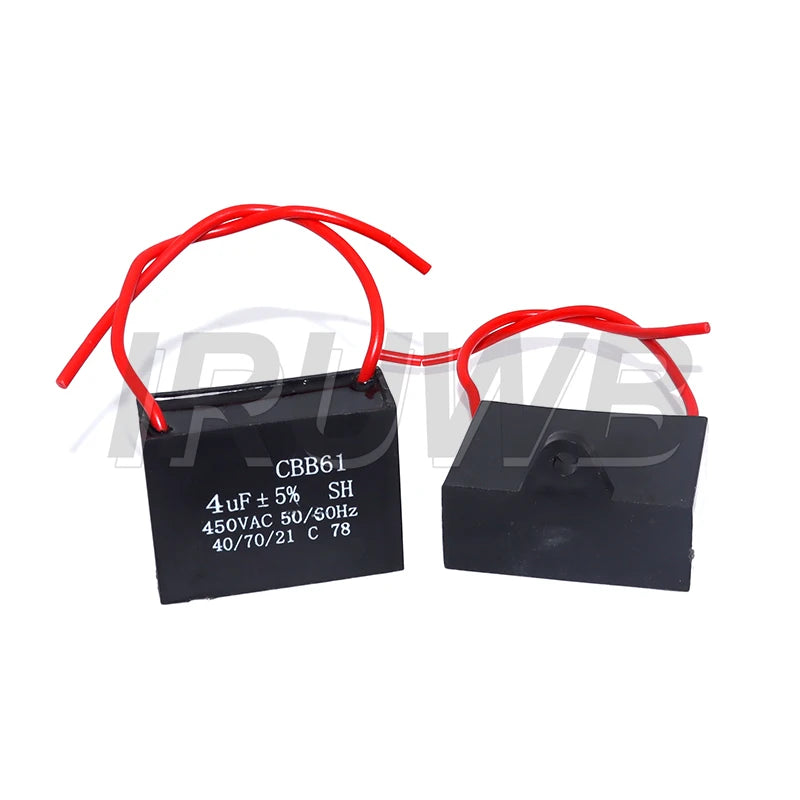 Fan Starting Capacitor 450V Fan Capacitors 1UF 1.2UF 1.5UF 2UF 2.5UF 3UF 4UF 5UF 6UF 10UF CBB61 Capacitor 450V