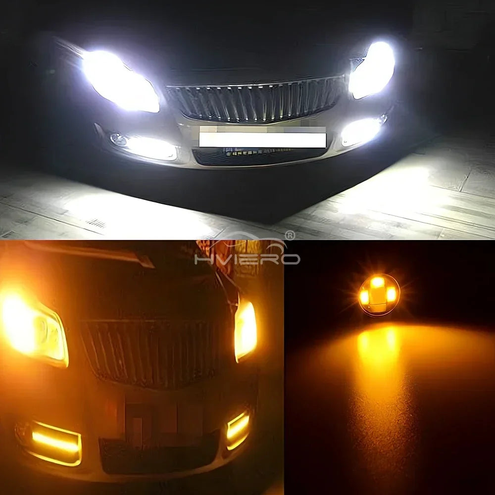 2pcs Car Daytime Running Lights White Yellow Eagle Eye LED 12V 5730 6smd Reversing Parking Tail Bulb Turn Signal Lamp Waterproof