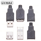 10PCS Type A Male Female USB 4 Pin Plug Socket Connector With Black Plastic Cover Type-A DIY Kits