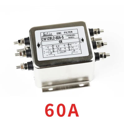 3 Phase AC DC EMI Filter Anti-interference Power Line Filter 380V for Linear Audio Amplifier Purification Socket