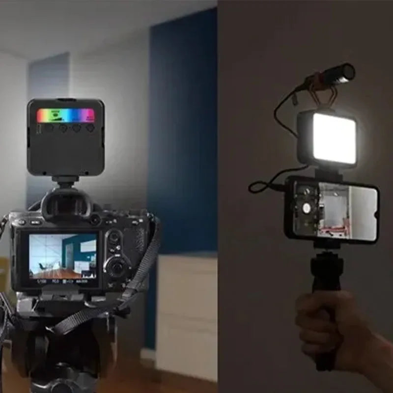 Portable Full Color RGB LED Video Light 2500K-7000K 800LUX Mini Fill 3 Cold Shoe 1800mAh Type-C Pocket Camera Hot Shoe Light