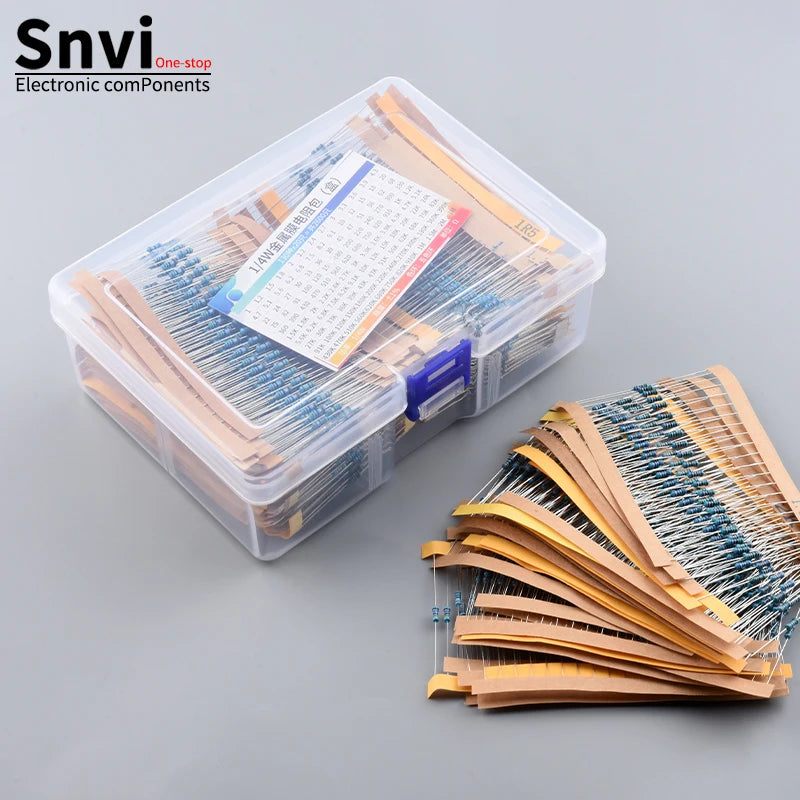 Snvi Resistor Kit 1/4W 1% Metal Film Resistors Set 300pcs 600pcs 820pcs 2600pcs 30 41 130 Values Electronic Components