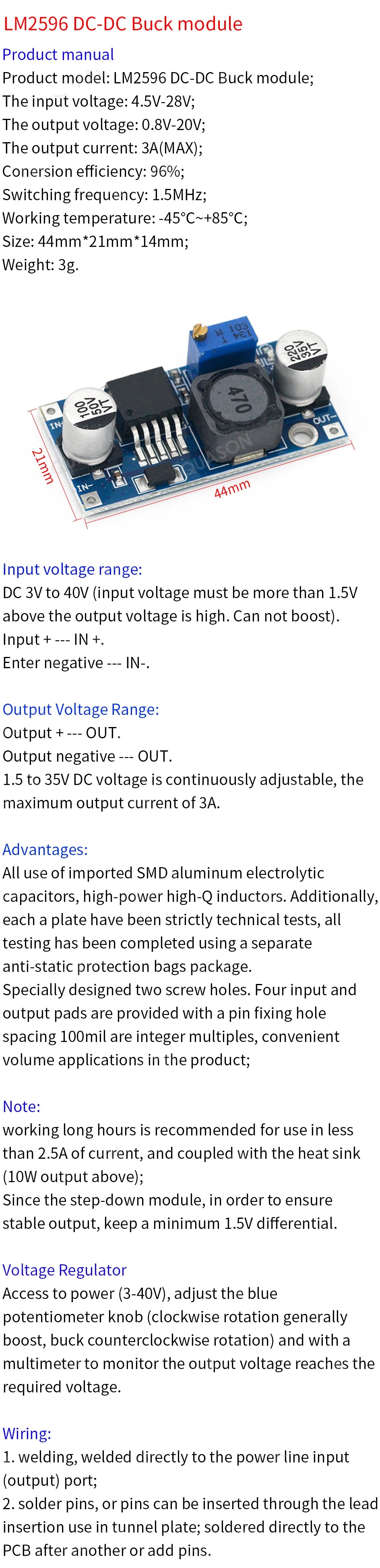 DC-DC Voltage stabilized power supply Adjustable boost buck voltage regulator module MT3608 MP1584EN MINI360 LM2596SADJ MICRO360