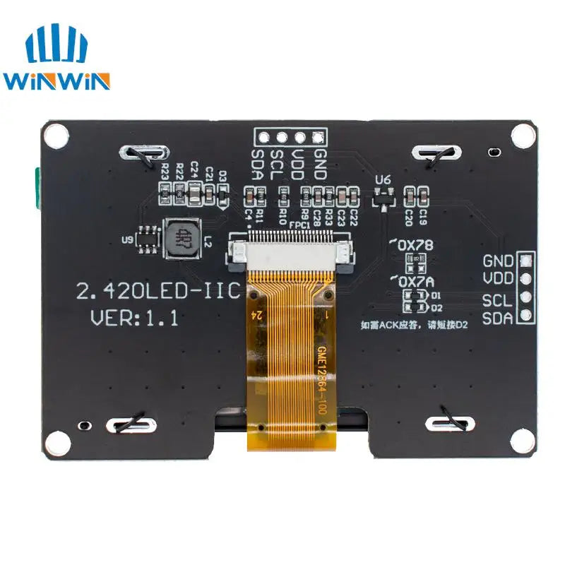 2.4" 2.42 inch 128x64 OLED LCD Display Module SSD1309 12864 4 Pin IIC I2C Serial Interface for Arduino UNO R3 C51