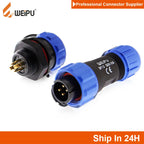 WEiPU SP13 Plastic M13 Waterproof Circular Power Plug Socket Wire Joint Connector 2 3 4 5 7 9Pin for Solar Audio Visual System