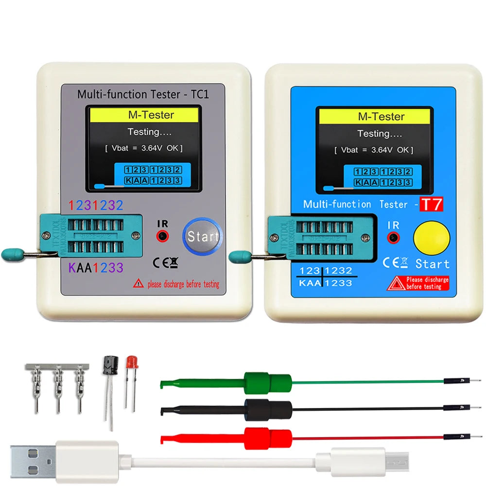 LCR-TC1 LCR-T7 Transistor Tester Multimeter Colorful Display TFT For Diode Triode MOS/PNP/NPN Capacitor Resistor Transistor
