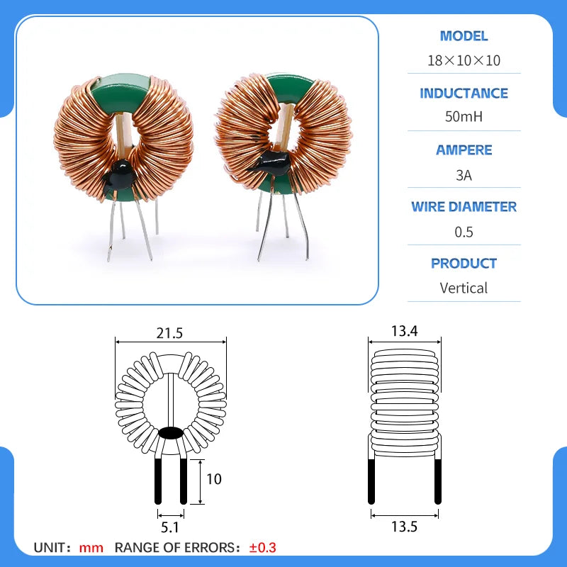 18x10x10 50/80uH 1/2/4/4.7/5/10/20/22/40/45/50mH magnetic ring common mode inductor common mode filter choke