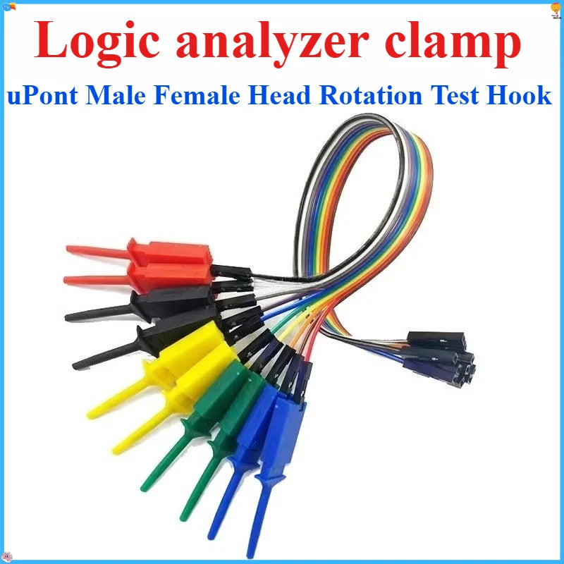 10Pcs Test Hook Clips with 20/30cm Male Header Jumper Wires & SOIC IC Grabber, Test Hook Clips to Dupont Wire for Power Supply