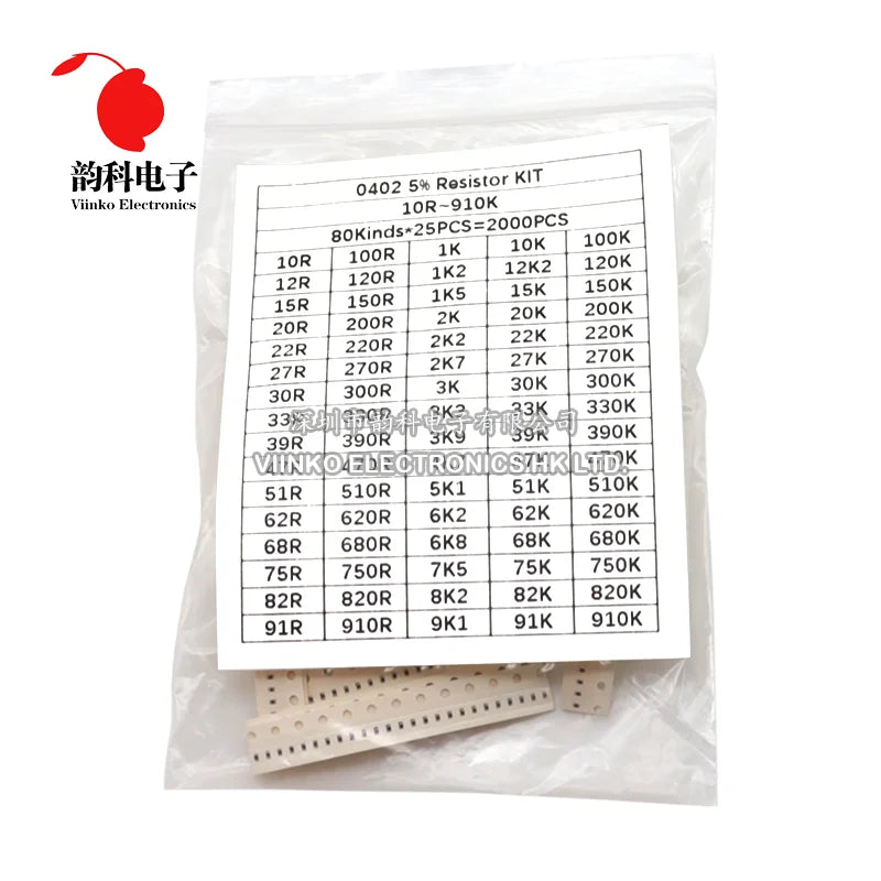 0402 0603 0805 1206 80values SMD Chip Resistor Assorted Kit 5% 10 ohm - 910K Resistance Sample set