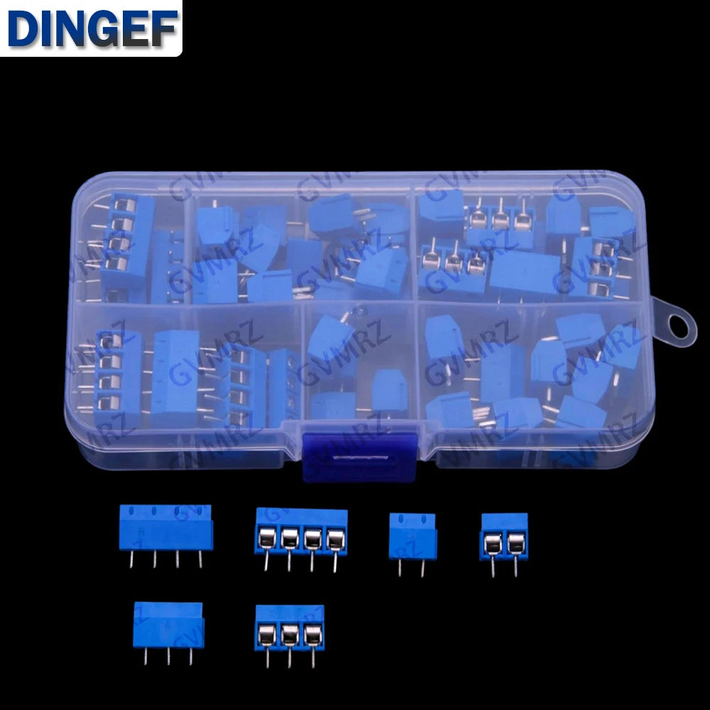 50PCS 5.0MM KF301 2P 3P 4P terminal blocks PCB splicing plug Blue KF301-4P KF301-3P  KF301-2P