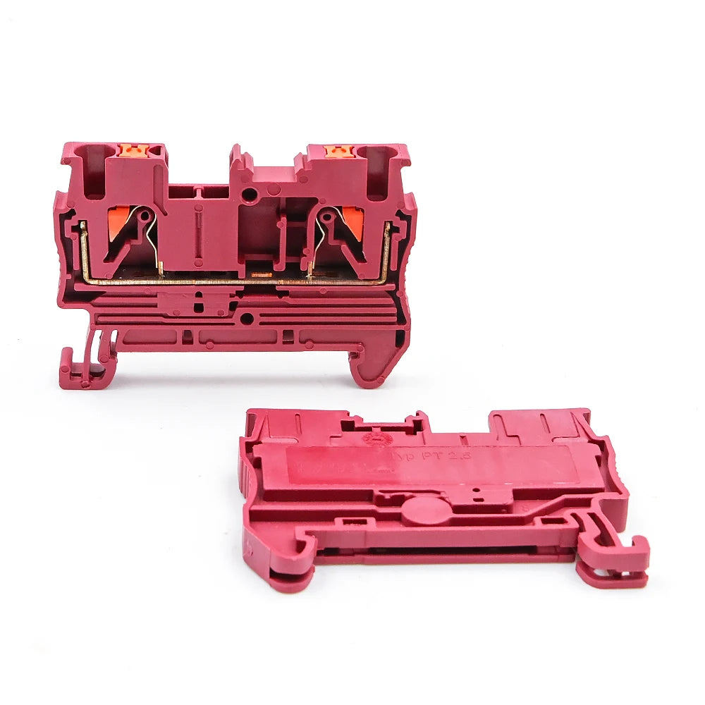 100Pcs DIN Rail Terminal Block PT2.5 2.5mm² Push-in Quick Wiring with Spring Cage Compact Industrial Electrical Connector