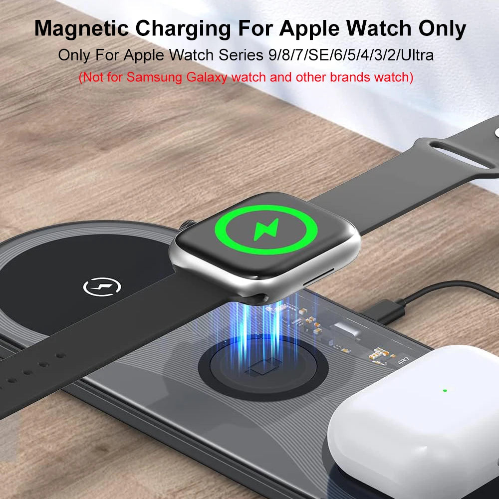 Wireless Charger Pad 3 in 1 for iPhone 17 16 15 Pro Max Fast Dual Wireless Charger for Samsung S25 S24 S23 Xiaomi Charging Pad