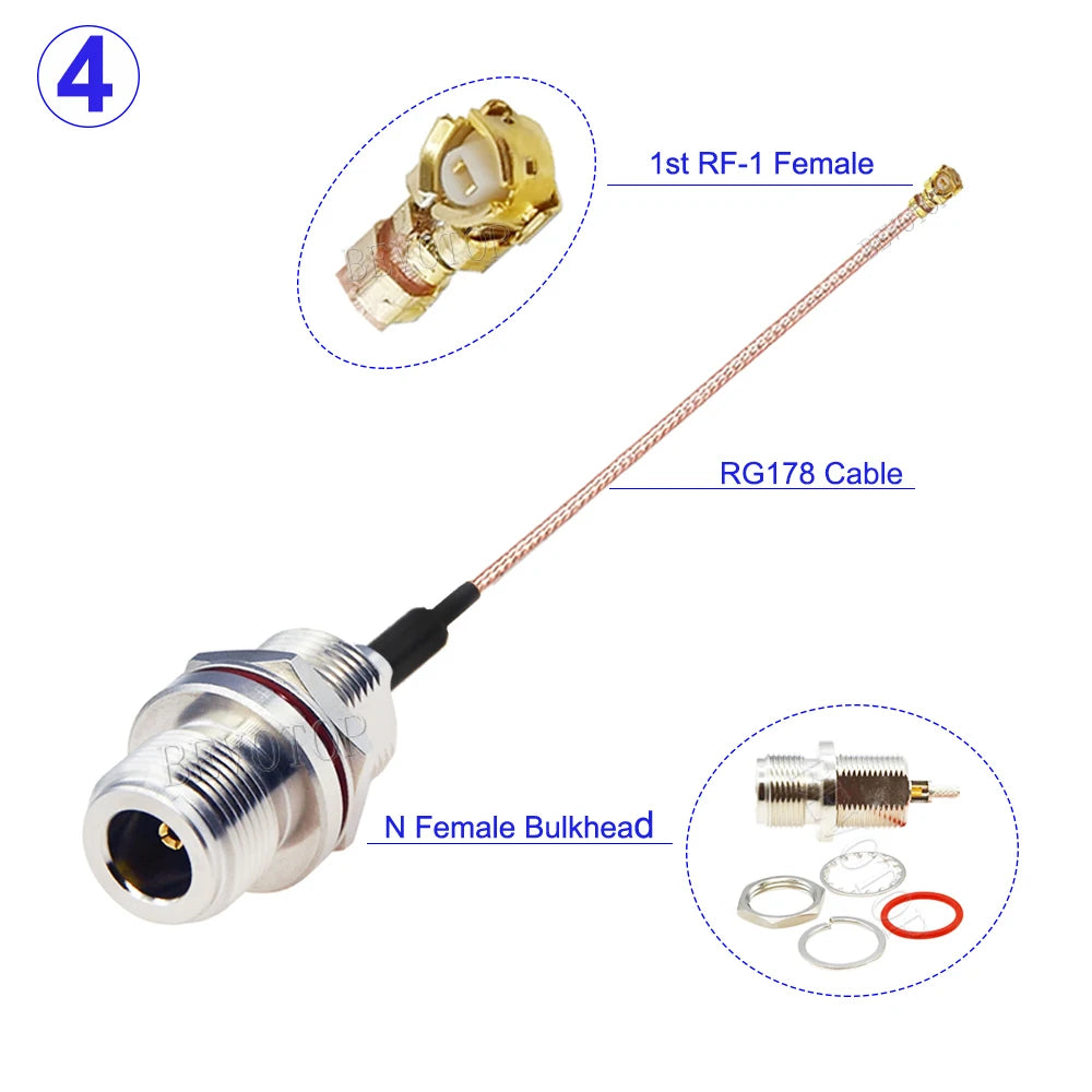 1Pcs RG-178 U.FL IPX-1 Female to N Male/Female Straight Connector N to IPX RG178 Cable Pigtail RF Coaxial WIFI WLAN 10cm-50cm