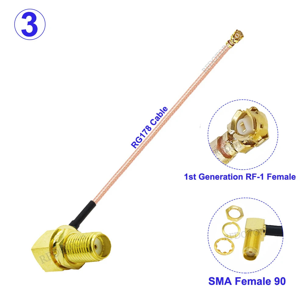 1Pcs RG178 SMA to IPX Cable SMA Male/SMA Female to U.FL IPX-1 RF-1Female Connector RF Coaxial Pigtail Antenna Extension Cables