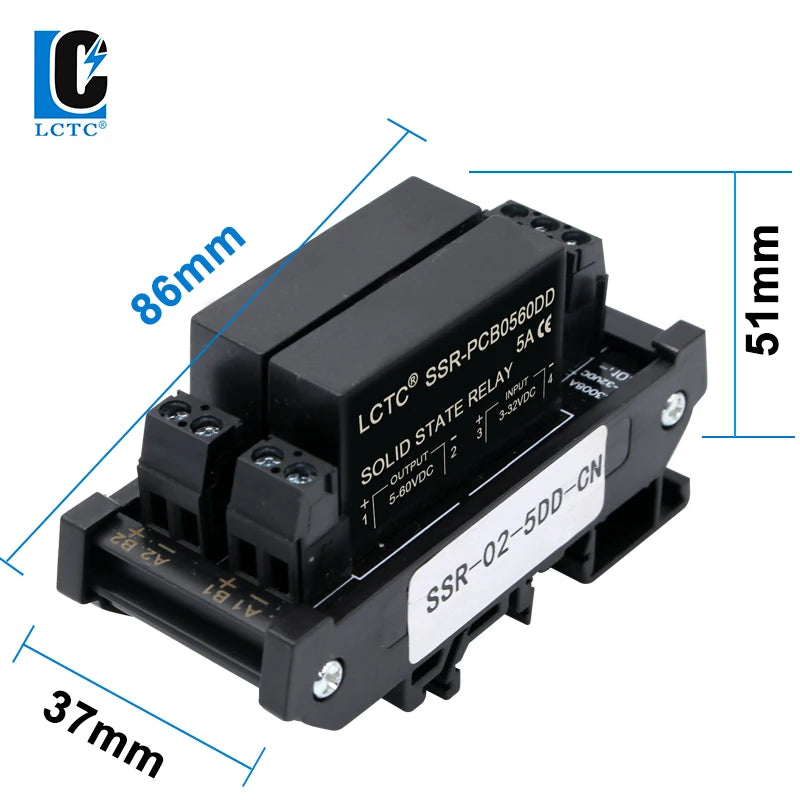LCTC Solid State Relay Module 2 Or 4 Channels Relay DC TO AC DC TO DC 5A Common Positive Common Negative SSR DIN Mounted Relay