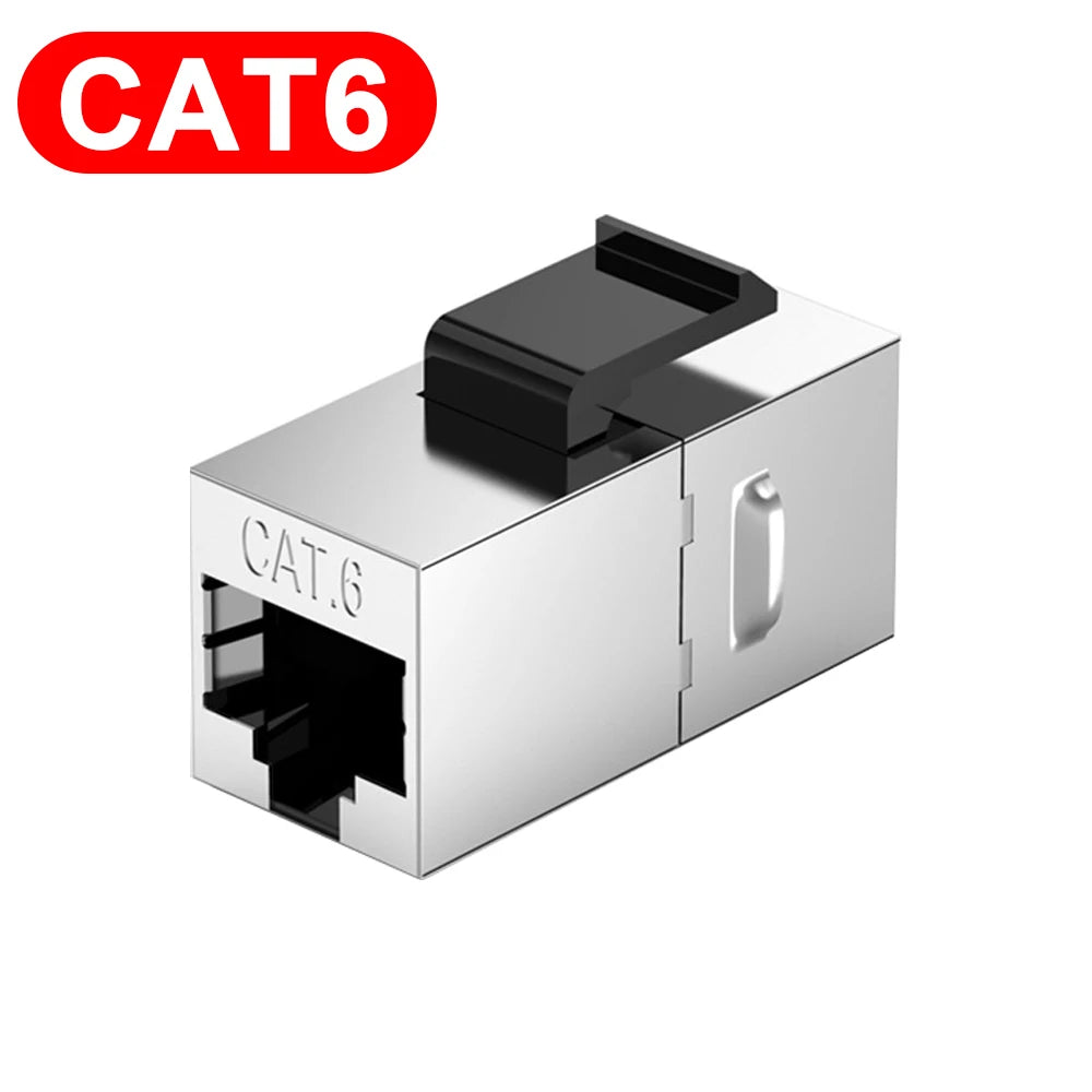 RJ45 Female Jack CAT5e/CAT6/CAT6A/CAT7 Shielded Keystone Coupler Socket Ethernet Cable Expansion Adapter for Standard Wall Plate