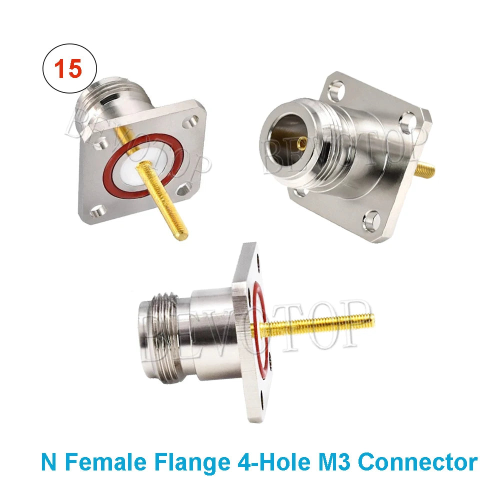 1PCS L16 N/Q9 BNC/TNC/UHF Flange Connector Male Plug/Female Jack 4-Holes Flange Panel Chassis Mount Coaxial Solder Nickel Plated