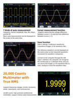 OWON HDS2202S 2102S Digital Oscilloscope 2Channels 200Mhz 1GSa/s Portable 3in1 USB Osiclloscopes + Multimeter+Waveform Generator