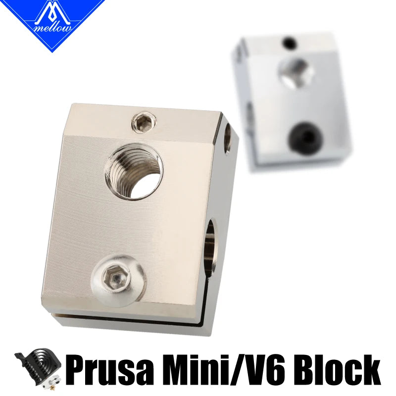 Mellow 1Pcs Aluminum/Copper Prusa Mini Heater Block For PT100 Sensor Cartridge Thermocouple&Thermistor HotEnd For 3D Printer Kit