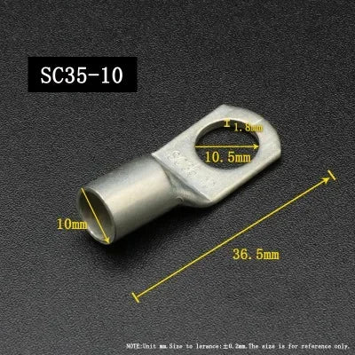 SC Type Wire Nose Terminal SC6 SC10 SC16 SC25 SC35 Bare Copper Battery Block Lugs Hole ID6/8/10/12mm Crimp Wire Connector