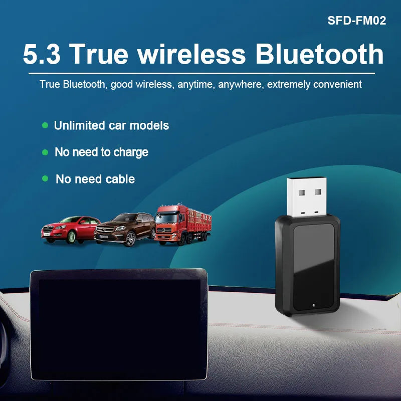 Mini USB Transmitter ReceiverCar Bluetooth 5.3 FM02  with LED Display Handsfree Call Car Kit Auto Wireless Audio For Fm Radio