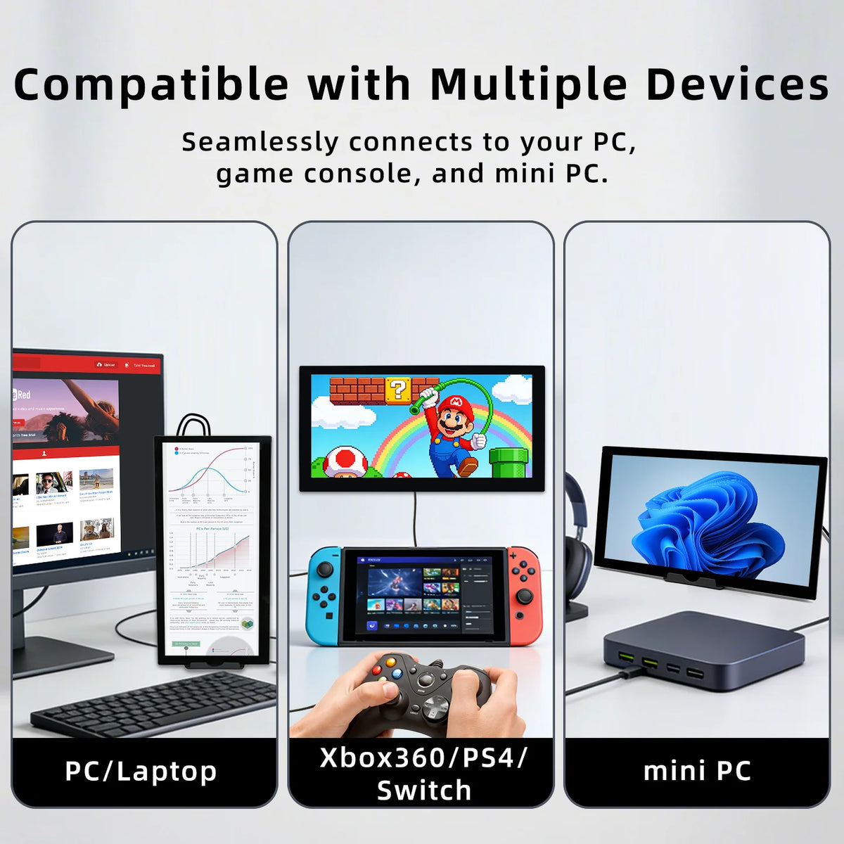 10.1 Inch 1520 X 720 IPS HD Display LCD Monitor Screen for Raspberry Pi 5/4B/3B+ Windows