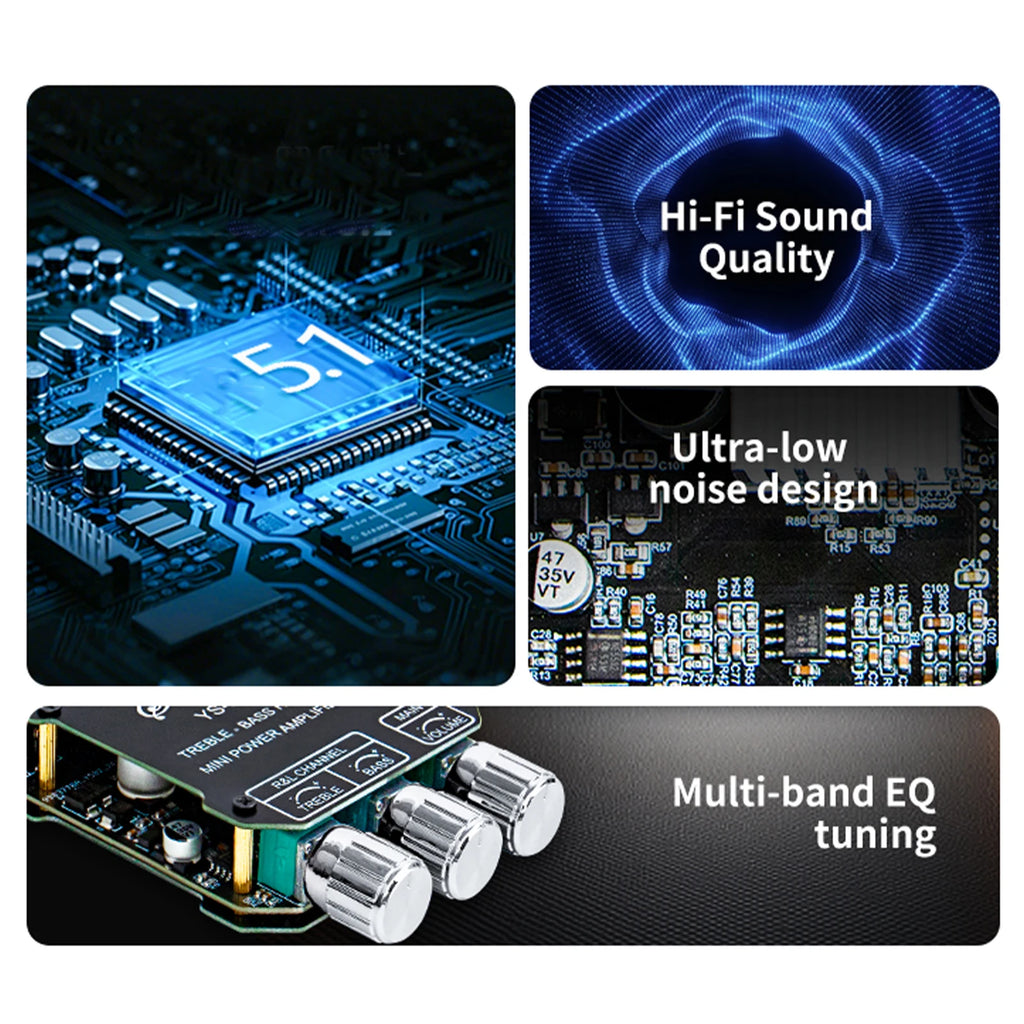 YS-MT21 2.1 Channel Bluetooth 5.0 Subwoofer Amplifier Board 50W X 2+100W Power Audio Stereo Amplifier Board Bass AMP AUX
