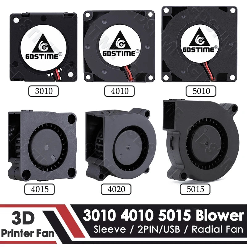 Gdstime 4010 24V Blower 12V 5V Cooler Fan 5015 Radial Fan 50x15MM Turbine Cooling Fan 30MM Micro Fan for 3D Printer Part Cooling