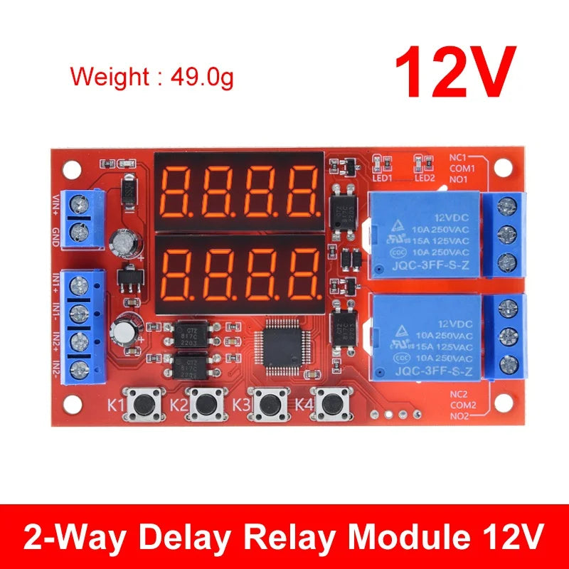 DC 5V 12V 24V 10A Adjustable Time Delay Relay Module 32 Modes LED Digital Timming Trigger Timer Control Switch Pulse Cycle