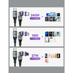AUFU 16pin 180 Rotate Magnetic Cable 240W Fast Charging Micro USB Type C Cable For iPhone Xiaomi Samsung Magnet USB Phone Cable