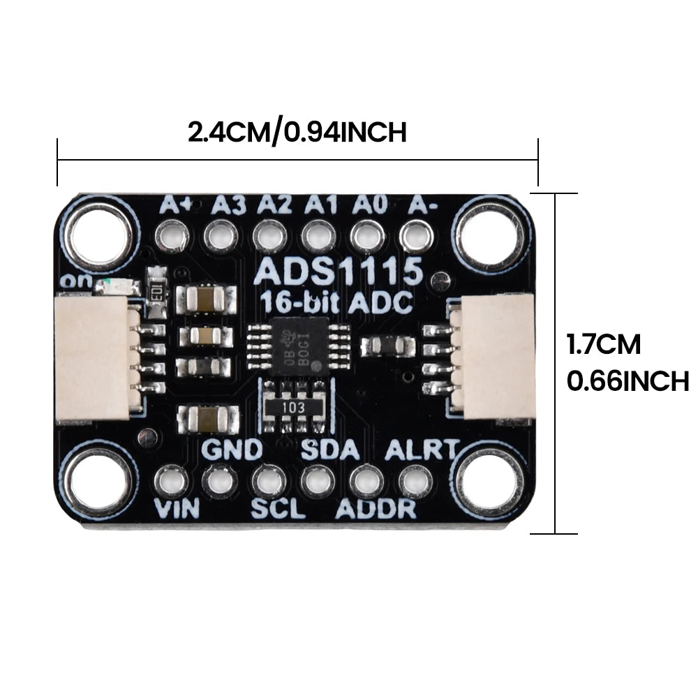 ADS1115 16 Bit I2C Module Precision ADC 4 Channel Development Board Pro Gain Amplifier 2.0V to 5.5V for Arduino Raspberry Pie