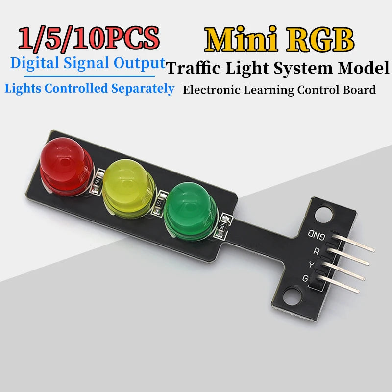 Mini 5V Traffic Light Module for Arduino 5mm LED RGB Set of 1/5/10 Pcs Electronic Learning Traffic Light System Model