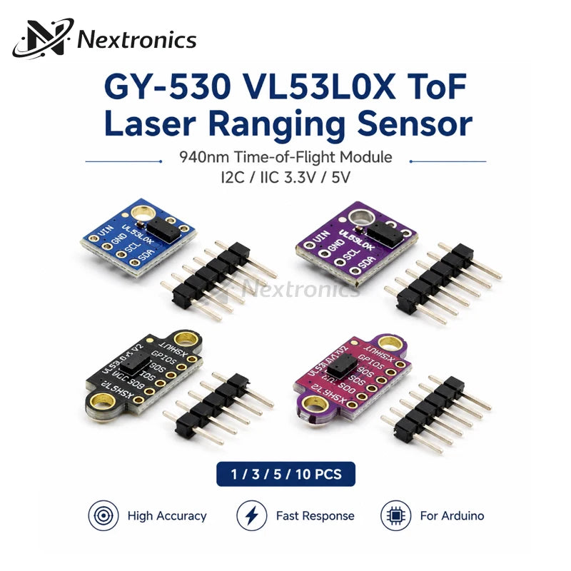 1/3/5/10PCS GY-530 VL53L0X Time-of-Flight ToF Laser Ranging Sensor Module 940nm I2C/IIC 3.3V/5V for Arduino
