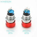 Metal Emergency Stop Push Button Switch Latching 12V-250V Stainless Steel Red Mushroom 16 19 22 25MM 1NO1NC Momentary