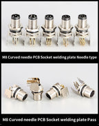 5/10 PCS M8 Male/Female Curved Straight Jack Socket 3 4 5 6 8 Pin Solder IP67/68 Waterproof PCB Panel Connector