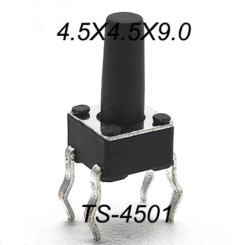 50PCS 4.5X4.5MM 4Pin DIP H=3.5/3.8/4.0/4.3~12mm 12V Tiny Button Tact Switch 260GF Momentary Tactical Push Button Parts Repair