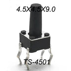 50PCS 4.5X4.5MM 4Pin DIP H=3.5/3.8/4.0/4.3~12mm 12V Tiny Button Tact Switch 260GF Momentary Tactical Push Button Parts Repair