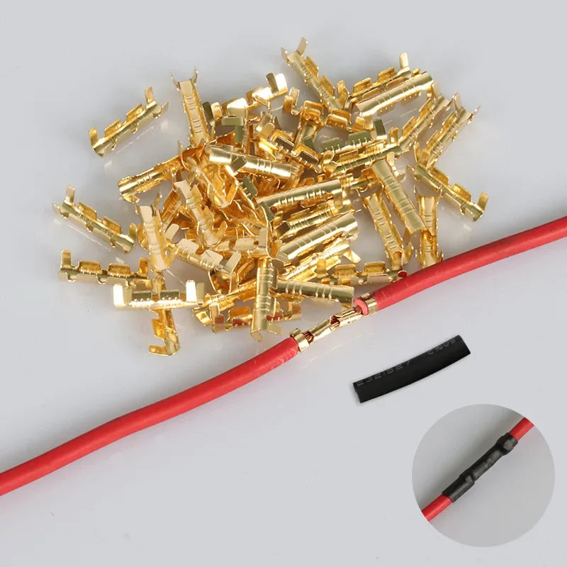 Copper Electrical Wire Connectors Set U-Shaped Crimp Terminals for Fast Wiring Cable Lock 0.5-1.5mm² with Heat Shrink Tube Kits