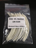 80valuesX 50pcs=4000pcs 0402 Resistor Kit 10ohm-1M Ohm 5% Assorted Sample Kit 1K 2.2k 10K  200K 4.7K 910k 10R 100R 330R 560R Ohm